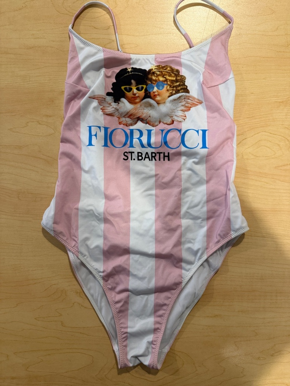 MC2 Saint Barths x Fiorucci Pink & White Striped Cherub Angels One-Piece Swim 14